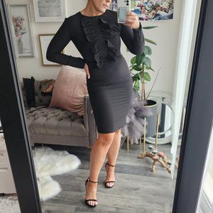 Black Classy Stretchy Black Tie Cocktail Dress